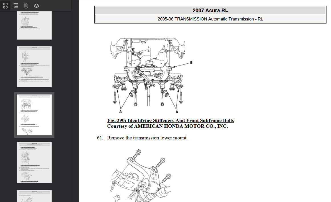 Acura RL KB1 KB2 with V6 Engine 2007 Official Workshop Repair Manual