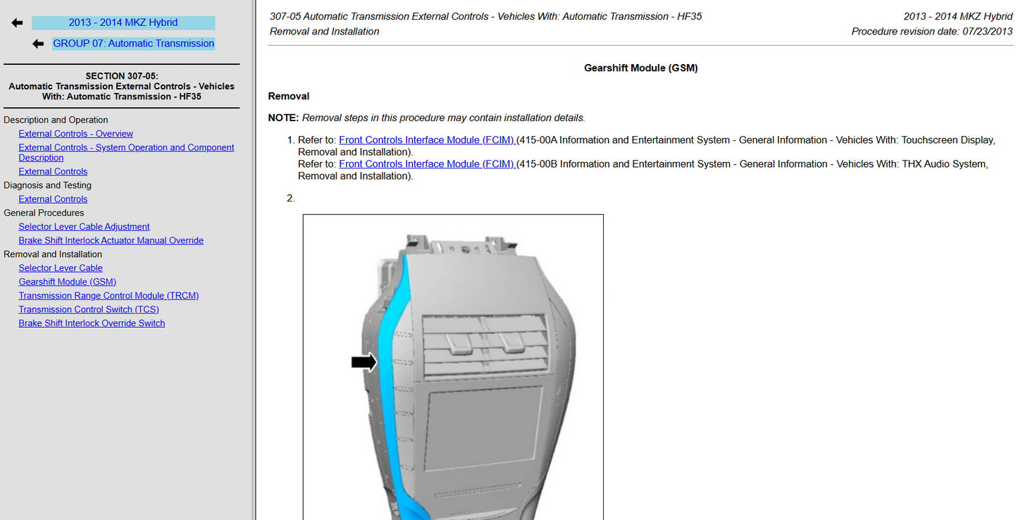 Lincoln MKZ Hybrid 2013-2014 Official Workshop Repair Manual
