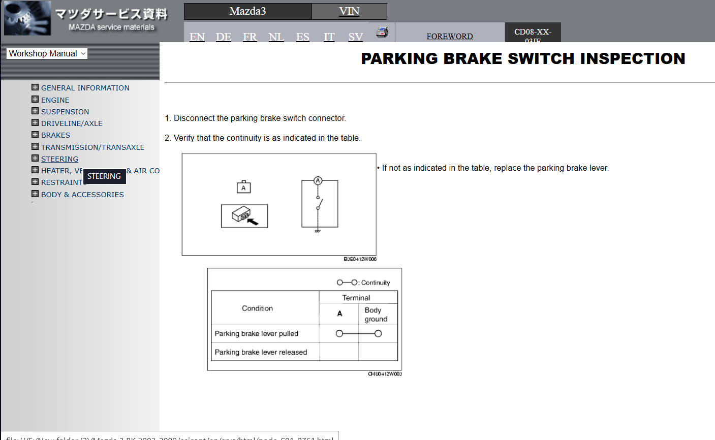 Mazda 3 BK 2003-2009 Official Workshop Repair Manual