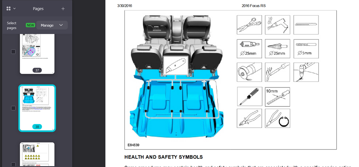 Ford Focus RS 2016 Official Workshop Repair Manual