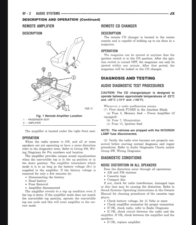 Chrysler Sebring Convertible 2000 Official Workshop Repair Manual
