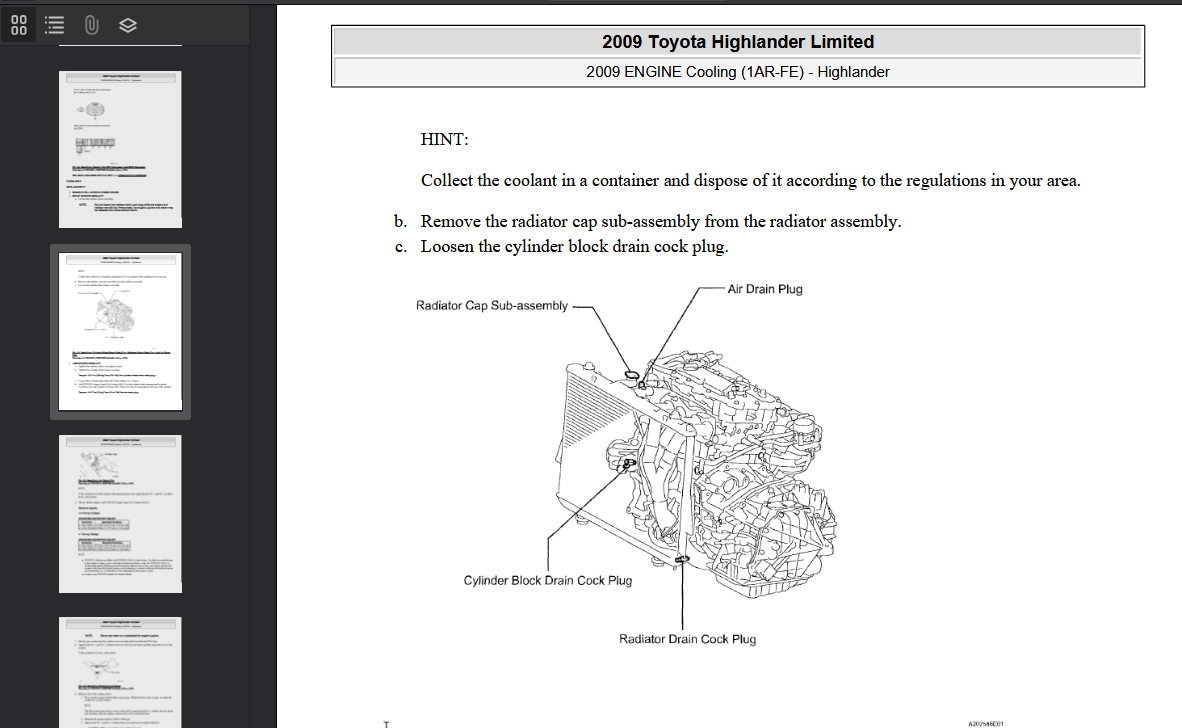 Toyota Kluger Highlander 2008-2013 Official Workshop Repair Manual