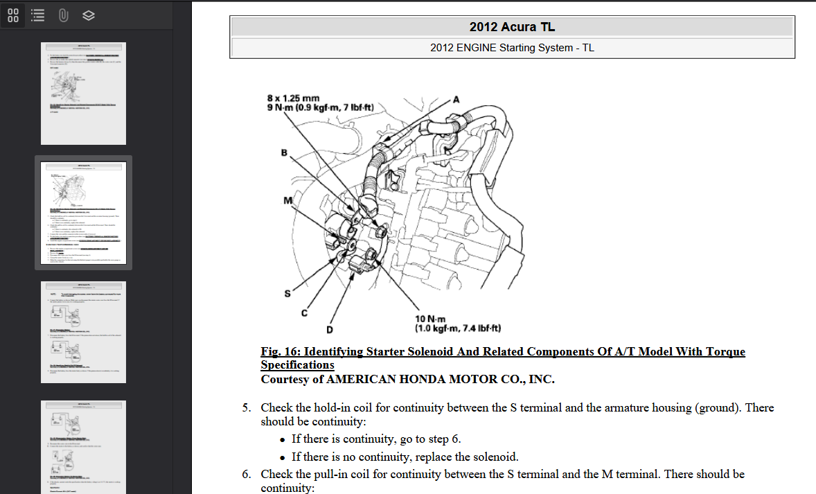 Acura TL 2012 Official Workshop Repair Manual