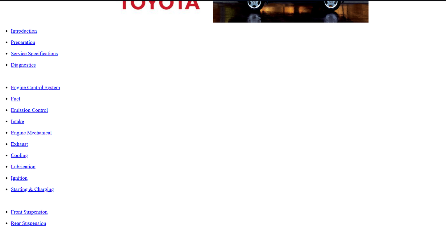 Toyota Highlander 2001 - 2007 Official Workshop Repair Manual