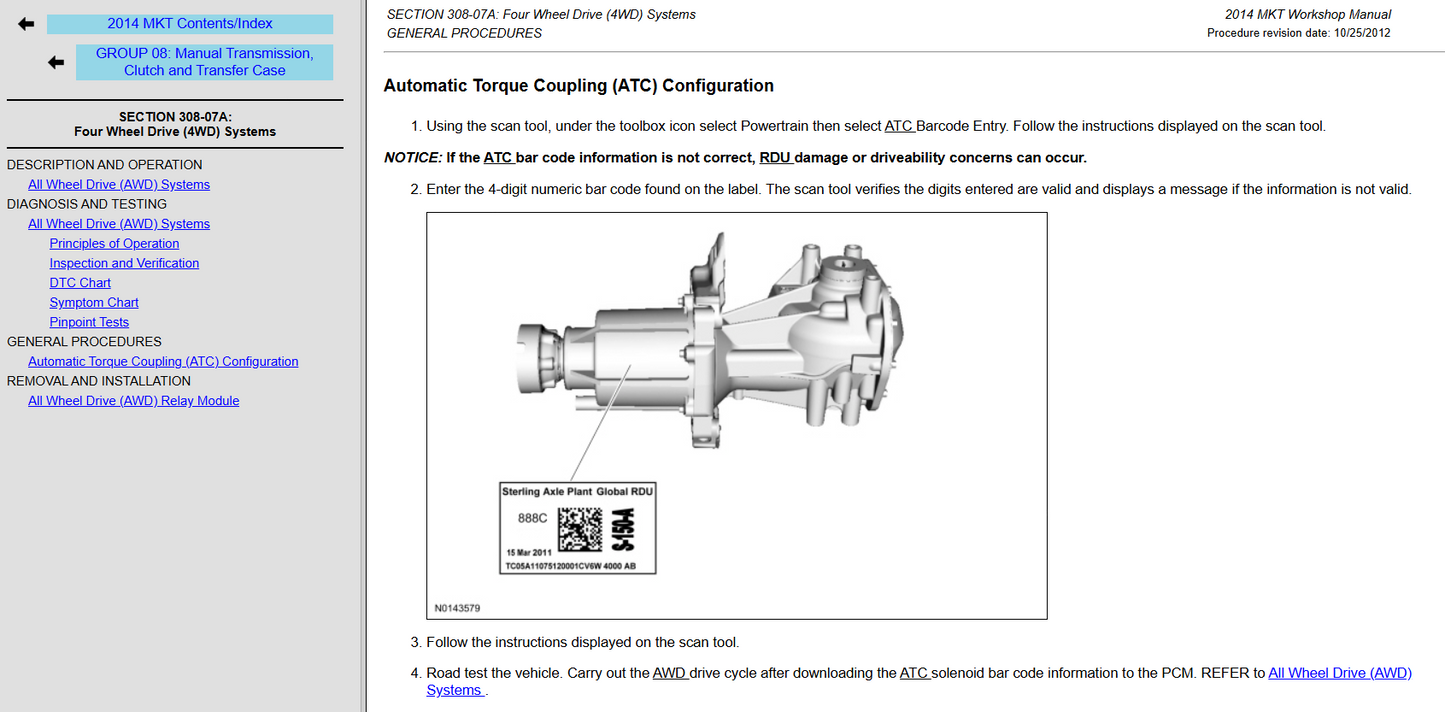 Lincoln MKT 2014 Official Workshop Repair Manual